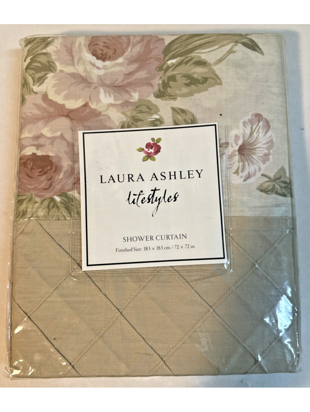 Laura Ashley Sommerset Floral Fabric Shower Curtain 100% Cotton 72" x 72" NEW